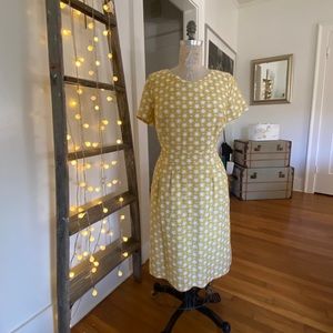 Vintage inspired yellow & white floral dress-Boden